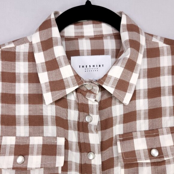 The Shirt by Rochelle Behrens Babydoll Shirt Dress Small Snap Button Up Plaid - Picture 3 of 14